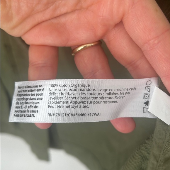 Eileen Fisher Cross-Dyed  Organic Cotton Jacket in Olive Green shacket - Picture 6 of 9